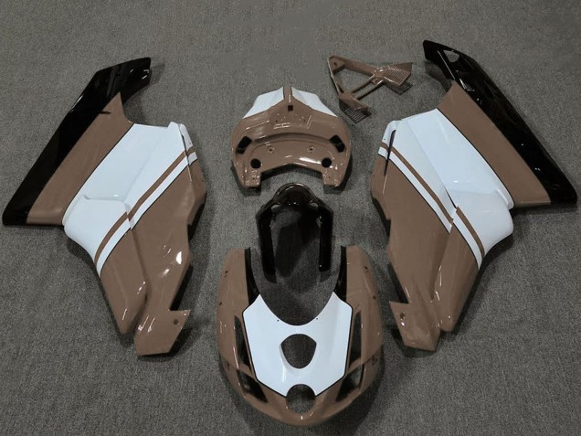 Carenados Moto Ducati 749 999 2003-2004 - Blanco Brown Negro Brillante Asequibles