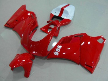 Carenados Moto Ducati 996 1993-2005 - Rojo Brillante Blanco Asequibles