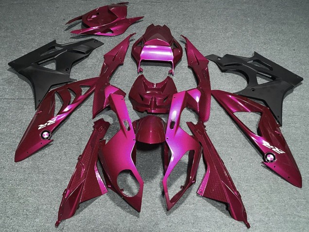 Carenados Moto BMW S1000RR 2009-2014 - Rosa Oscuro Intenso Negro Mate Asequibles
