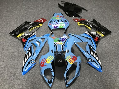 Carenados Moto BMW S1000RR 2009-2014 - Azul Claro Negro Tiburón Hands Asequibles