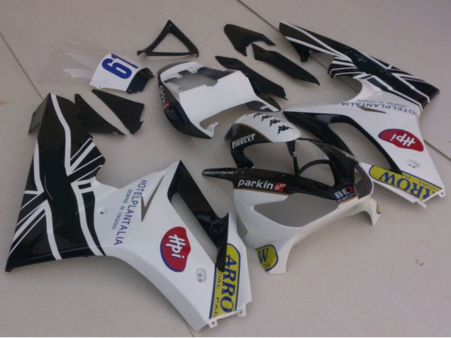Carenados Moto Triumph Daytona 675 2006-2008 - Blanco Negro Brillante Flag Asequibles