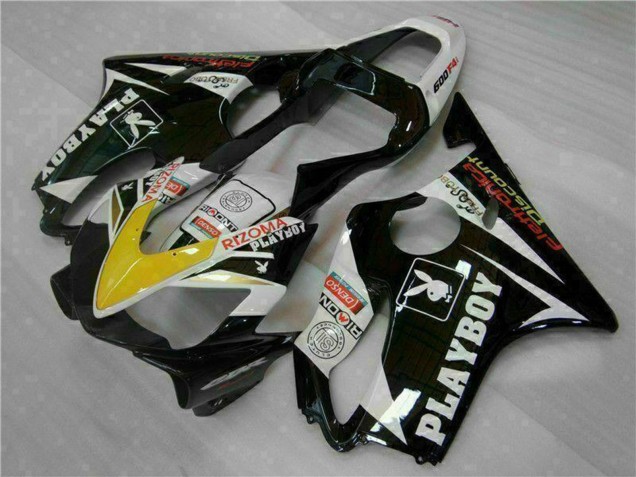 Carenados Moto Honda CBR600 F4i 2001-2003 - Blanco Amarillo Negro Brillante Playboy Asequibles
