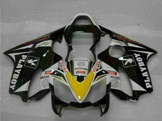 Carenados Moto Honda CBR600 F4i 2001-2003 - Blanco Amarillo Negro Brillante Playboy Asequibles