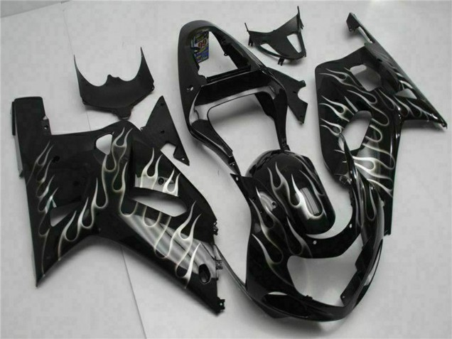 Carenados Moto Suzuki GSXR 600/750 2001-2003 - Negro Brillante Plata Llama Asequibles