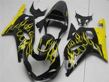 Carenados Moto Suzuki GSXR 600/750 2001-2003 - Negro Brillante Amarillo Llama Asequibles