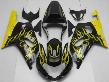 Carenados Moto Suzuki GSXR 600/750 2001-2003 - Negro Brillante Amarillo Llama Asequibles