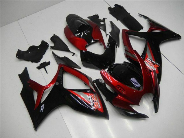 Carenado Moto Suzuki GSXR 600/750 2006-2007 - Rojo Negro Brillante Asequibles