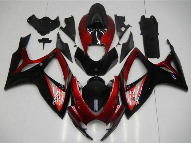 Carenado Moto Suzuki GSXR 600/750 2006-2007 - Rojo Negro Brillante Asequibles