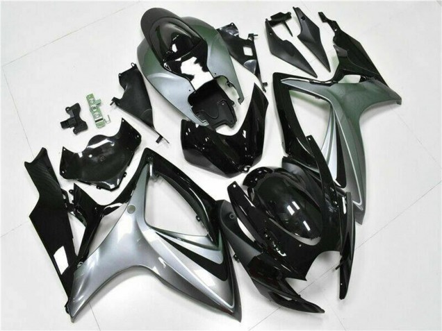 Carenados Moto Suzuki GSXR 600/750 2006-2007 - Plata Negro Brillante Asequibles