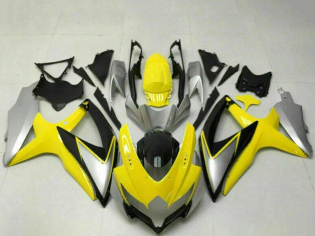 Carenados Moto Suzuki GSXR 600/750 2008-2010 - Amarillo Plata Negro Brillante Asequibles