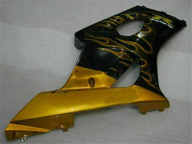 Carenados Moto Suzuki GSXR 1000 2003-2004 - Negro Brillante Oro Llama Asequibles