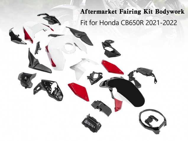 Carenados Moto Honda CB650R 2019-2022 - Negro Rojo Blanco Asequibles