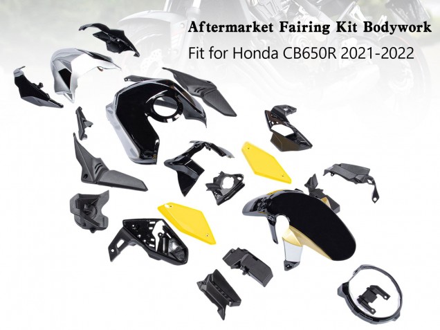 Carenados Moto Honda CB650R 2019-2022 - Negro Amarillo Asequibles
