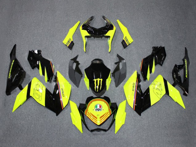 Carenados Moto Kawasaki Z250/Z300 2015-2016 - Amarillo Negro Brillante Monstruo Asequibles