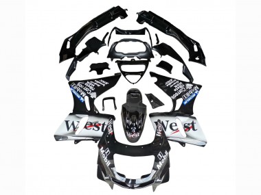 Carenados Moto Kawasaki ZZR400 1993-2007 - Negro Brillante Blanco West Asequibles