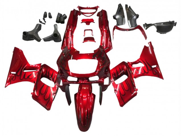 Carenados Moto Kawasaki ZZR400 1993-2007 - Rojo Negro Llama Asequibles
