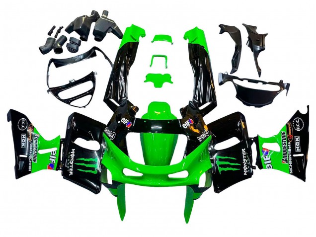 Carenados Moto Kawasaki ZZR400 1993-2007 - Verde Negro Brillante Verde Monstruo Elf Touch4 Bridgestone Asequibles