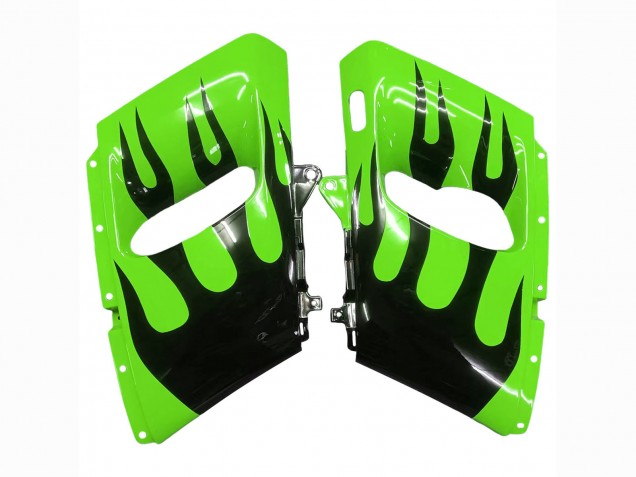 Carenados Moto Kawasaki ZZR400 1993-2007 - Verde Negro Brillante Llama Asequibles