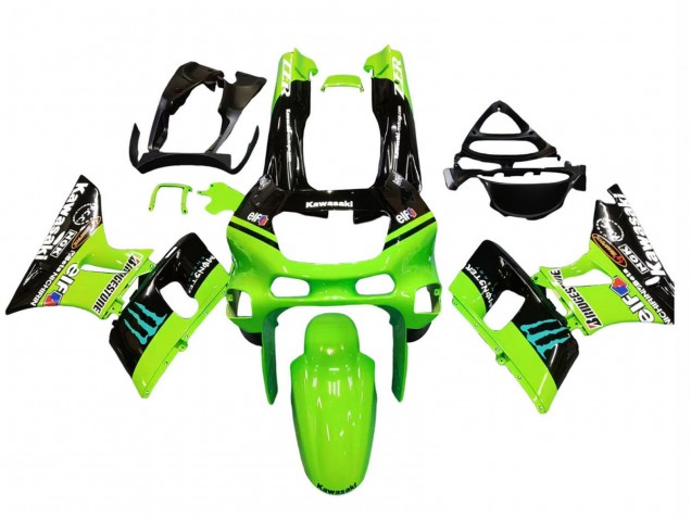 Carenados Moto Kawasaki ZZR600 1998-2003 - Verde Negro Brillante Azul Monstruo Elf Touch4 Bridgestone Asequibles