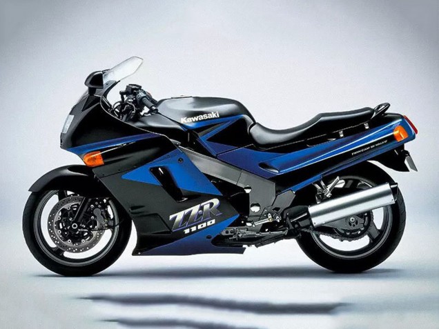 Carenados Moto Kawasaki ZZR1100 1990-1992 - Azul Negro Brillante Asequibles