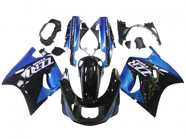 Carenados Moto Kawasaki ZZR1100 1990-1992 - Azul Negro Brillante Asequibles