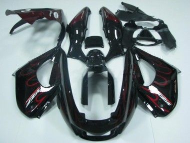 Carenado Moto Yamaha YZF 1000R Thunderace 1997-2007 - Negro Rojo Llama Asequibles