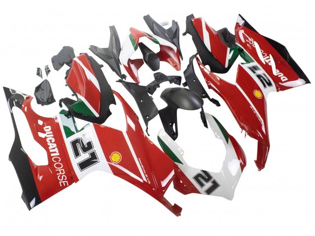 Carenados Moto Ducati Panigale V2 2020-2024 - Blanco Rojo Verde Negro Mate Corse 21 Asequibles