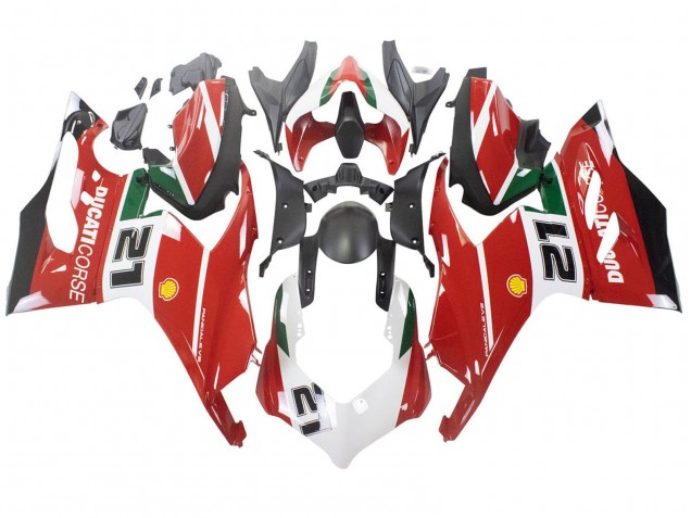 Carenados Moto Ducati Panigale V2 2020-2024 - Blanco Rojo Verde Negro Mate Corse 21 Asequibles