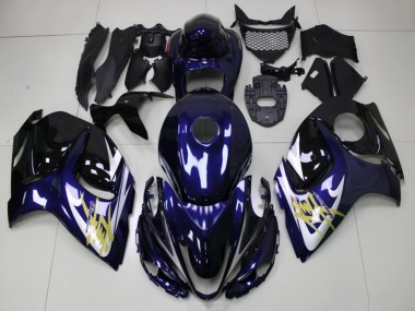 Carenados Moto Suzuki GSXR 1300 Hayabusa 2008-2020 - Azul Oscuro Blanco Oro Asequibles