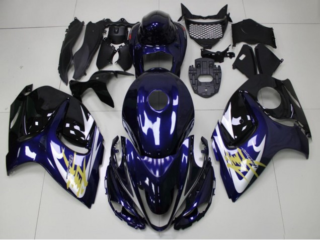 Carenados Moto Suzuki GSXR 1300 Hayabusa 2008-2020 - Azul Oscuro Blanco Oro Asequibles