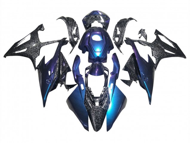Carenados Moto BMW S1000RR 2019-2022 - Gradiente Azul Púrpura Falsificado FibraCarbono Asequibles