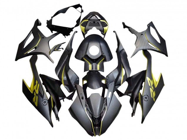 Carenados Moto BMW S1000RR 2019-2022 - Negro Amarillo FibraCarbono Asequibles