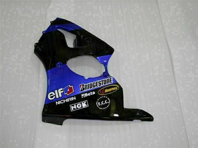 Carenados Moto Kawasaki ZX6R 2000-2002 - Azul Negro Brillante Elf Bridgestone Asequibles