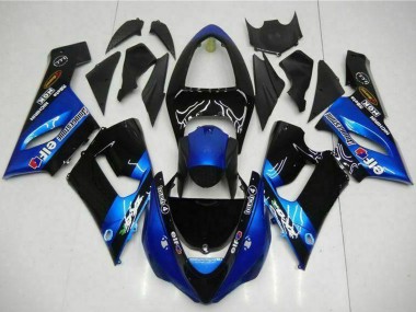 Carenados Moto Kawasaki ZX6R 2005-2006 - Azul Negro Brillante Elf Asequibles