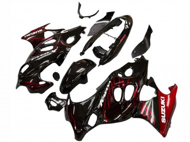 Carenados Moto Suzuki GSX600F/GSX750F 2004-2006 - Negro Brillante Rojo Llama Asequibles