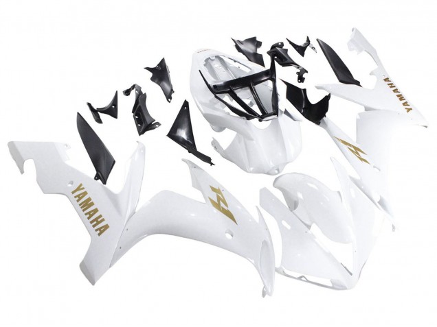 Carenados Moto Yamaha YZF 1000 R1 2004-2006 - Blanco Oro Calcomanías Asequibles