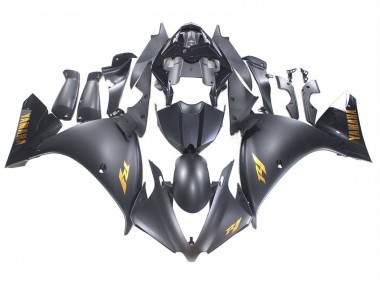 Carenados Moto Yamaha YZF 1000 R1 2012-2014 - Negro Mate Oro Calcomanías Asequibles