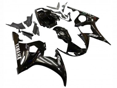 Carenados Moto Yamaha YZF R6S 2006-2009 - Negro Brillante Blanco Calcomanías Asequibles