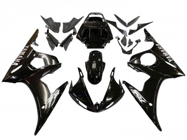 Carenados Moto Yamaha YZF R6S 2006-2009 - Negro Brillante Blanco Calcomanías Asequibles