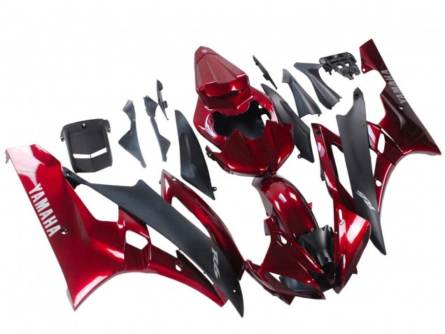 Carenado Moto Yamaha YZF 600 R6 2006-2007 - Rojo Negro Mate Asequibles