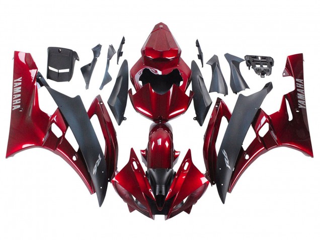 Carenado Moto Yamaha YZF 600 R6 2006-2007 - Rojo Negro Mate Asequibles