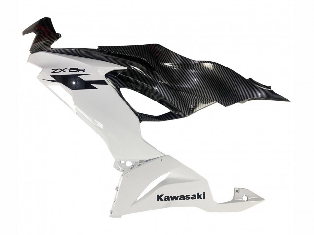 Carenados Moto Kawasaki ZX6R 2019-2022 - Blanco Negro FibraCarbono Asequibles