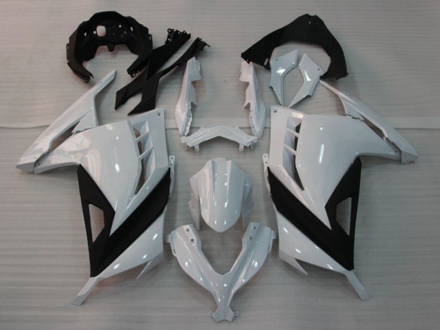 Carenados Moto Kawasaki EX300 2013-2024 - Blanco Brillante Negro Asequibles