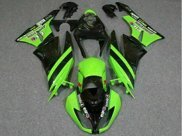 Carenados Moto Kawasaki ZX6R 2009-2012 - Verde Negro Brillante Elf Touch4 Bridgestone Asequibles