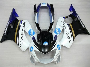 Carenados Moto Honda CBR600 F4 1999-2000 - Blanco Azul Negro Brillante Konica Minolta Asequibles