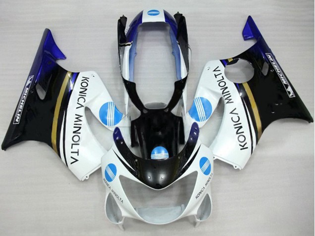 Carenados Moto Honda CBR600 F4 1999-2000 - Blanco Azul Negro Brillante Konica Minolta Asequibles