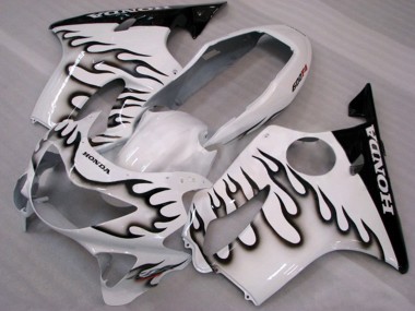 Carenados Moto Honda CBR600 F4 1999-2000 - Blanco Negro Brillante Llama Asequibles