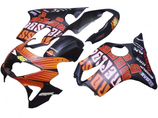 Carenados Moto Honda CBR600 F4 1999-2000 - Negro Mate Naranja Rossi Repsol 46 Asequibles