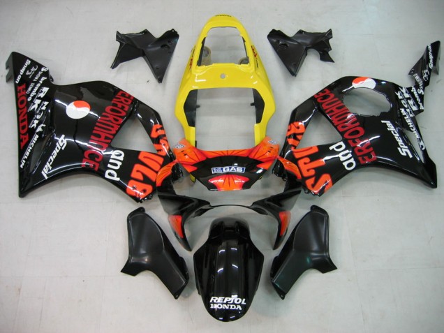 Carenado Moto Honda CBR900RR 954 2002-2003 - Amarillo Rojo Negro Brillante Repsol Rossi Asequibles