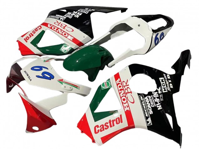 Carenados Moto Honda CBR900RR 954 2002-2003 - Blanco Rojo Verde Negro Brillante Castrol Asequibles